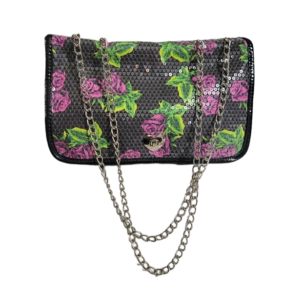 Betsey Johnson Handbags - BETSEY Johnson Purple Rose Sequence Embellished Handbag
